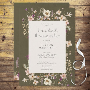 Invitation Cadre de fleurs sauvages vert sauge rustique pour 
