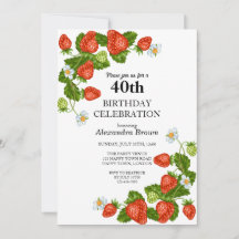 Cadre de fraises pour photo de fête d'anniversaire