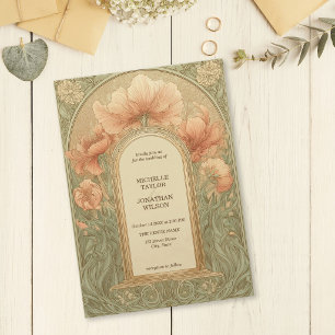 Invitation Cadre de jardin botanique Art Nouveau Rétro Vintag