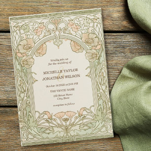 Invitation Cadre de jardin botanique Art Nouveau Rétro Vintag