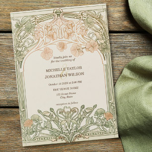 Invitation Cadre de jardin botanique Art Nouveau Rétro Vintag