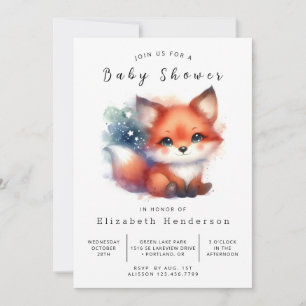 Invitation Cadre de la forêt de Whimsy Baby shower Fox