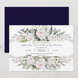 Invitation Cadre de mariage aux fleurs blanches aquarelles fa