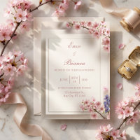 Cadre de mariage botanique Sakura rose à la crème