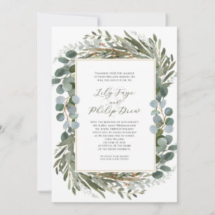 Invitation Cadre de mariage de feuillage vert sauge