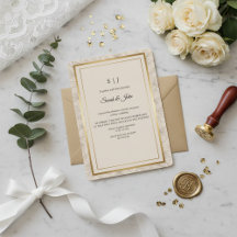 Cadre de mariage élégant minimaliste en or