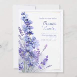 Invitation Cadre de mariage filigrané lavande et or Pervenche