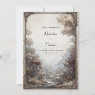 Invitation Cadre de mariage vintage grand paysage automne apa