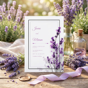 Invitation Cadre de mariage violet lavande noir moderne pour