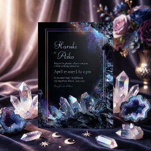 Invitation Cadre de Nébuleuse Cosmique Cristal Iridescent Arc