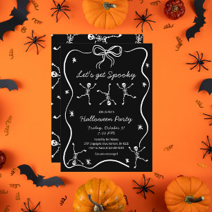 Invitation Cadre de nœud papillon squelette dessiné à la main
