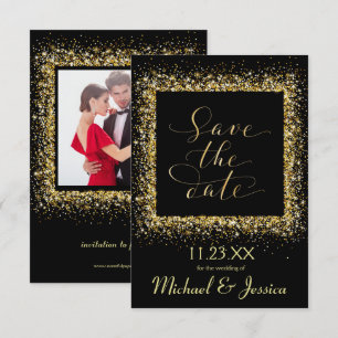 Invitation Cadre de Parties scintillant Gold - 3x5 Enregistre