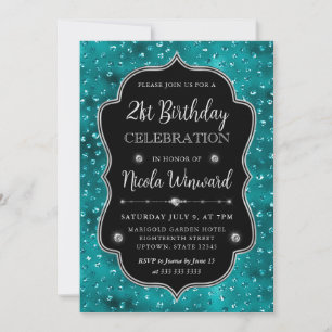 Invitation Cadre de points de paillettes sarcelle et argent p