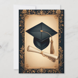Invitation Cadre de remise des diplômes élégant avec chapeau