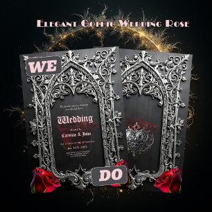 Invitation Cadre de rose de mariage gothique élégant
