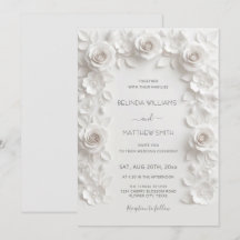 Cadre de roses en relief faux blanc mariage minima