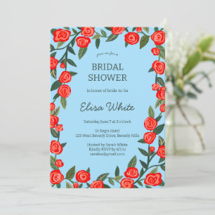 Invitation Cadre de roses rouges pour la fête de mariage pers