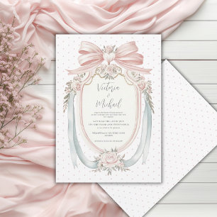 Invitation Cadre de rubans et noeuds mariage floral vintage