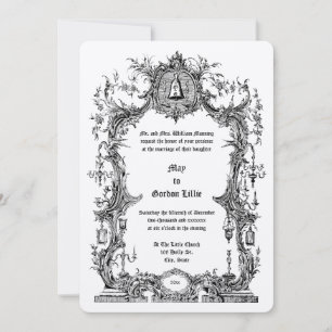 Invitation Cadre de style baroque rococo orné et cloche de ma