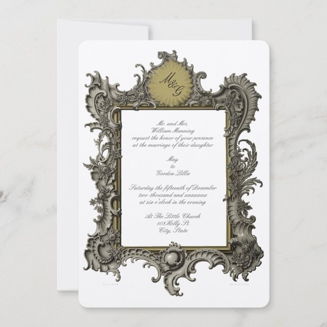 Invitation Cadre de style Rococo baroque Mariage d'époque vic (Devant)