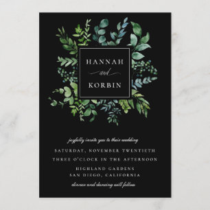 Invitation Cadre de verdure botanique Mariage noir