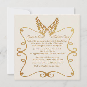 Invitation Cadre d'or avec l'invitation des ailes