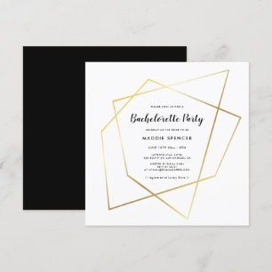 Invitation Cadre d'or géométrique moderne Bachelorette