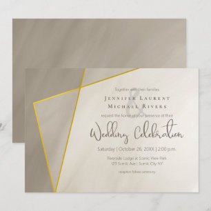 Invitation cadre d'or gris antique mariage moderne