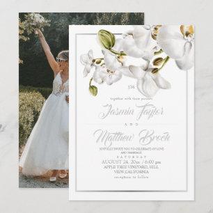 Invitation Cadre d'orchidées pour une photo de mariage élégan