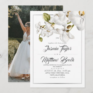 Invitation Cadre d'orchidées pour une photo de mariage élégan