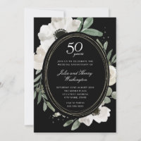 Cadre doré floral aquarelle sombre 50e anniversair