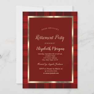 Invitation Cadre doré plaid rouge de buffle de retraite