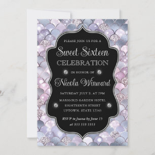 Invitation Cadre élégant argenté à écailles de sirène Sweet 1