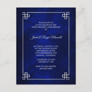 Invitation Cadre élégant bleu argent 25e anniversaire de mari