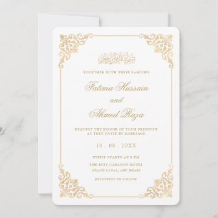 Invitation Cadre élégant classique baroque doré mariage musul