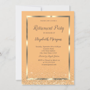 Invitation Cadre élégant et doré avec confettis pour retraite