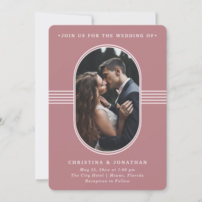 Invitation Cadre élégant | Mariage photo Rose Dusty (Devant)