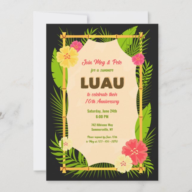 Invitation Cadre en bambou Luau (Devant)