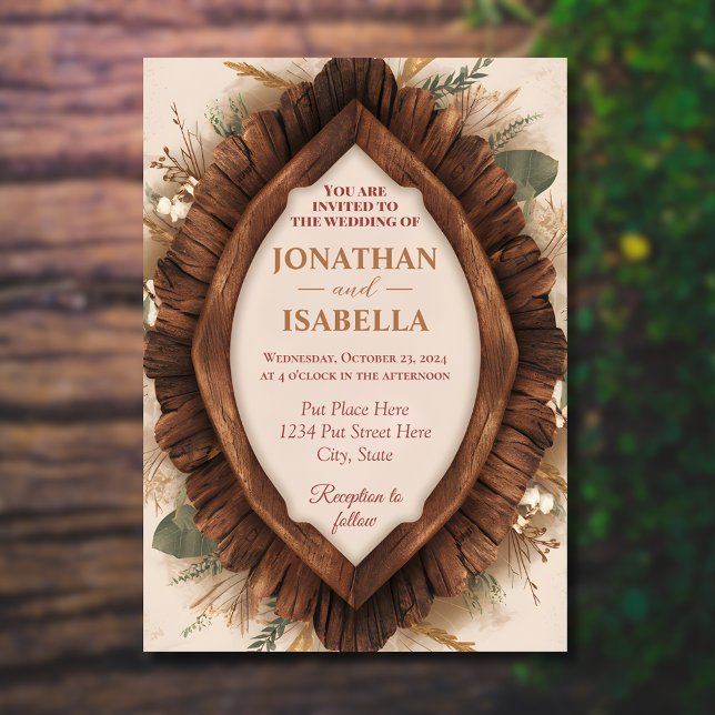 Invitation Cadre en bois simple Mariage rustique (Créateur téléchargé)