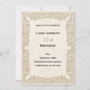 Invitation Cadre en dentelle beige pour un anniversaire marqu