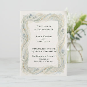 Invitation Cadre en or Art Nouveau Thistle Swirl Mariage Écos