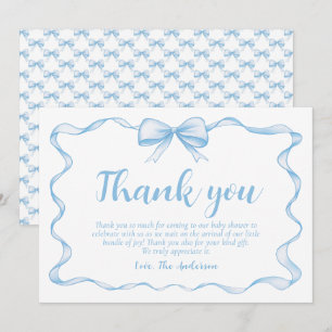 Invitation Cadre en ruban ondulé Baby shower en bois bleu fon