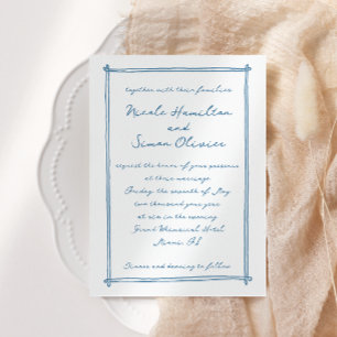 Invitation Cadre esquissé Mariage à main blanche