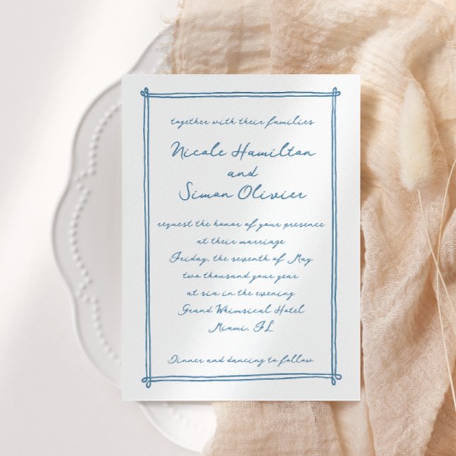 Invitation Cadre esquissé Mariage à main blanche (Créateur téléchargé)