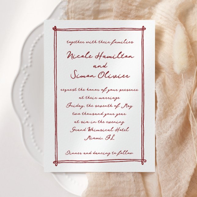 Invitation Cadre esquissé Mariage à main blanche (Créateur téléchargé)