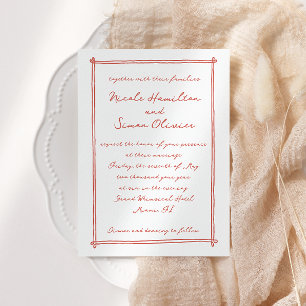 Invitation Cadre esquissé Mariage à main blanche