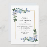 cadre fleuri bleu et vert mariage