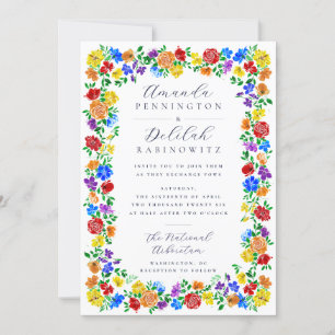Invitation Cadre floral aquarelle élégant Mariage queer
