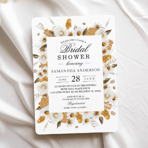 Invitation Cadre floral aquarelle jaune et blanc d'automne