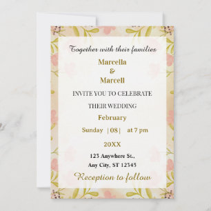 Invitation Cadre floral aquarelle pastel doux
